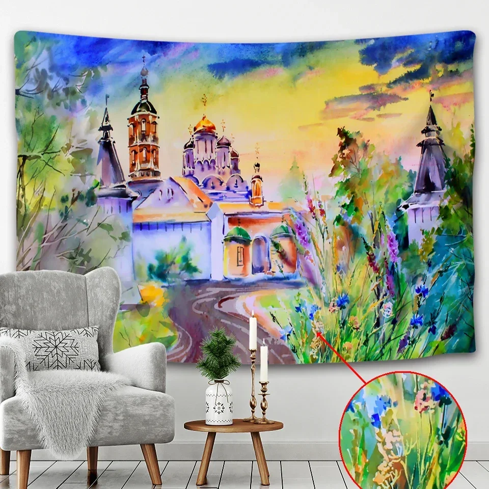 Психоделическая сцена настенный гобелен украшение для дома искусственная