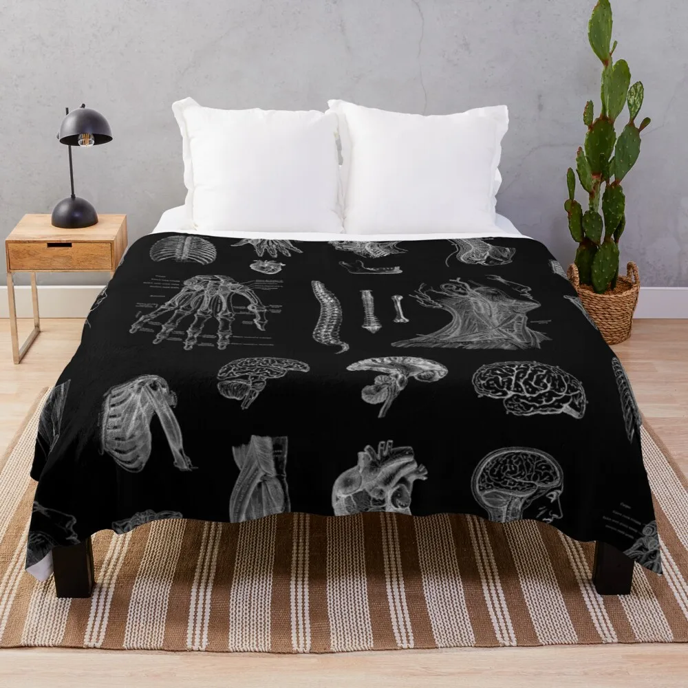 

Anatomia do vintage printthrow cobertor velo verão cobertores de cama flanela cobertor
