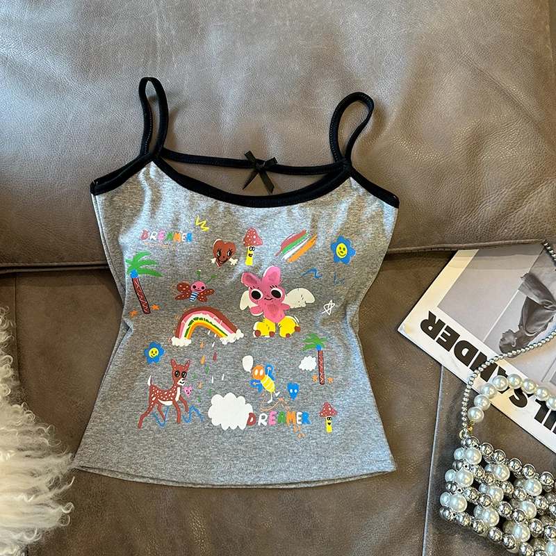 Новый женский топ на бретельках с мультяшным принтом Beau Back Sweet and Spicy Girl маленькая