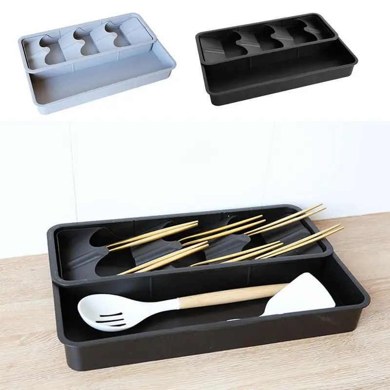 

Cutlery Storage Tray Silverware Drawer Knife Block Tableware Storage Box Adjustable Partition Storage For Kitchen Tool Supplies