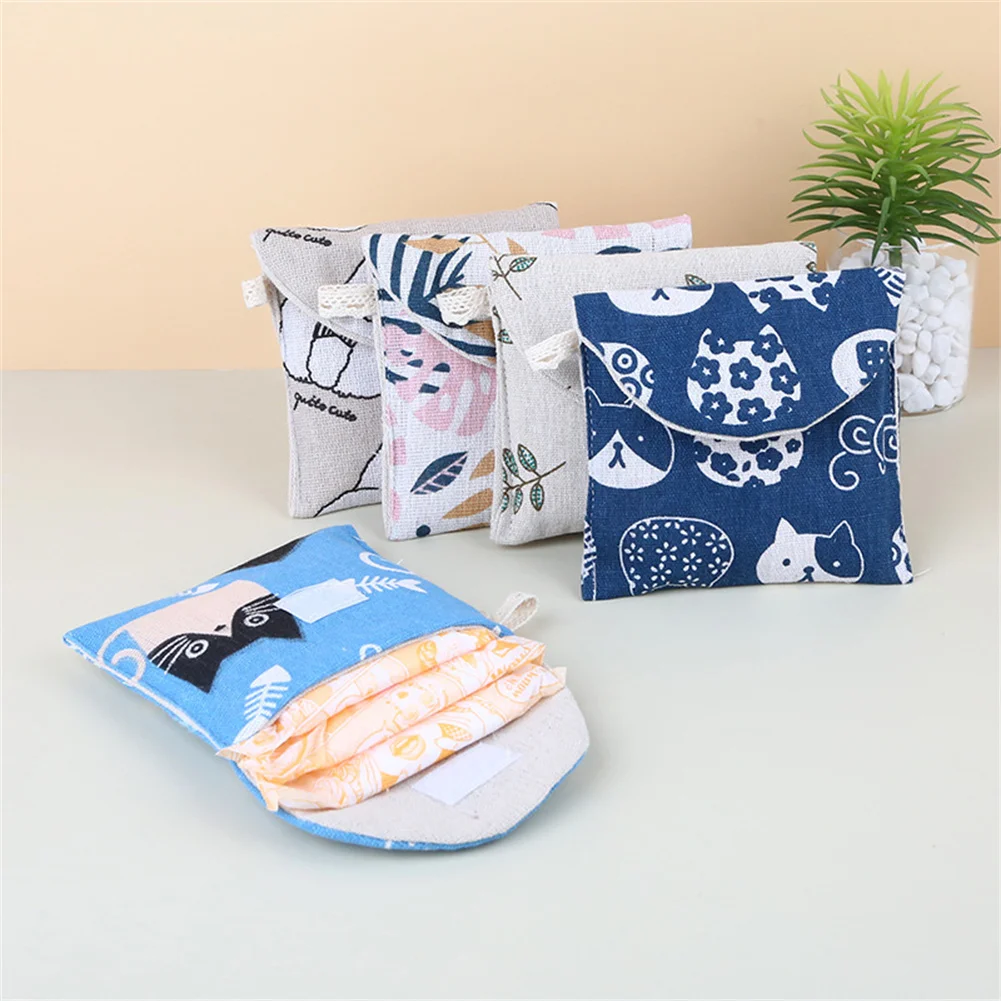 

Sanitary Napkin Storage Bag Cute Cartoon Tampon Storage Bags For Toiletries Lipstick Menstrual Sanitary Napkins Pads Makeup Bag