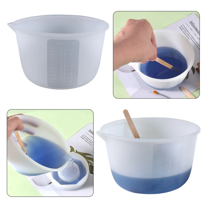 

Flexible Resin Silicone Measuring Cup 600ml Reusable Craft Measuring Cups for Epoxy Resin Non-Stick & Dishwasher Safe