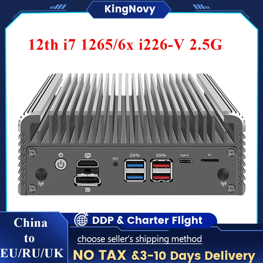

Мини-компьютер 12-го поколения Intel Core Alder Lake 2,5G Soft Router i7 1265U i5 1235U 6x Intel i226-V безвентиляторный брандмауэр Proxmox