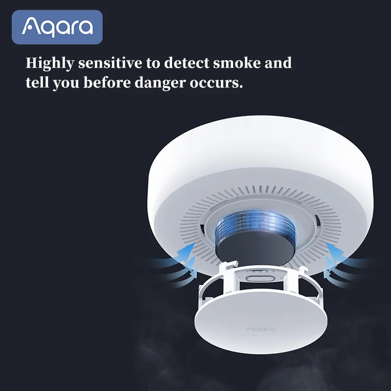 Фото Aqara детектор дыма датчик Zigbee 3,0 умный монитор пожарной сигнализации звуковое оповещение приложение домашней безопасности работает с Xiaomi Mi home Homekit №4