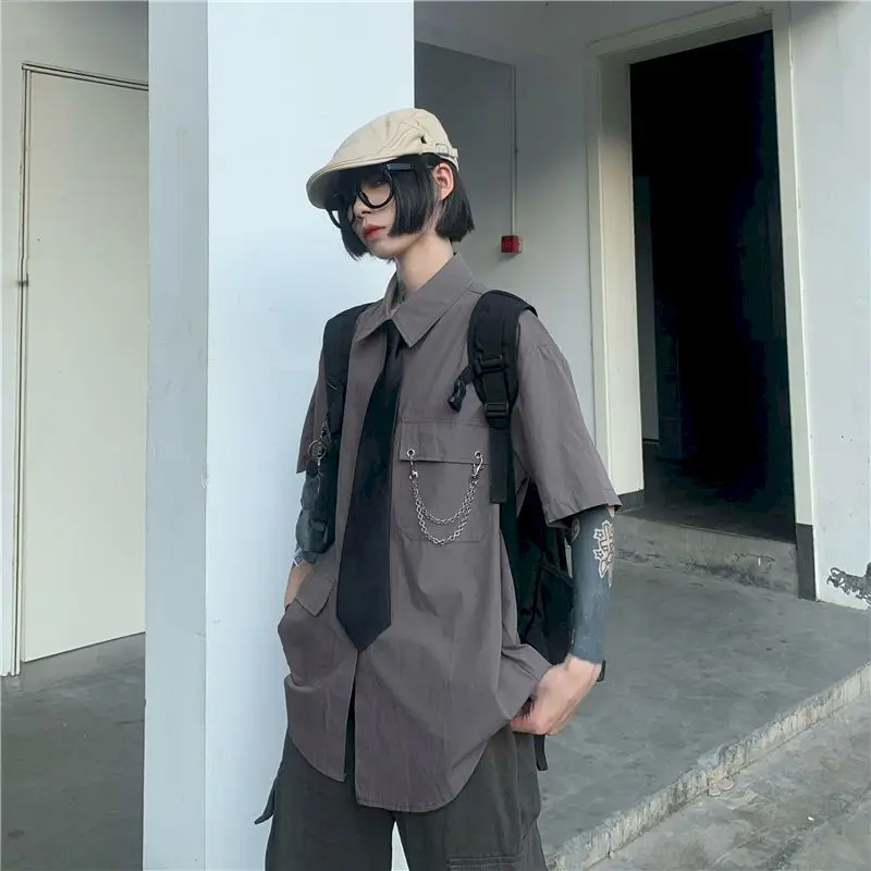 Женская рубашка в стиле Харадзюку рабочая одежда нишевая Съемная с коротким