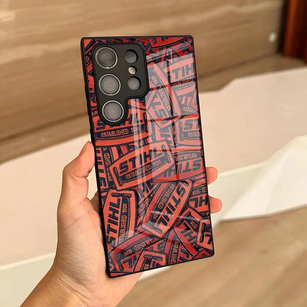 Фото Чехол для телефона S-StihlS Timbersports Series для Samsung S25 Ultra S24 S22 S23 S20 Fe S21 Plus A54 A34 A16 A53 A14 Стеклянный чехол №1