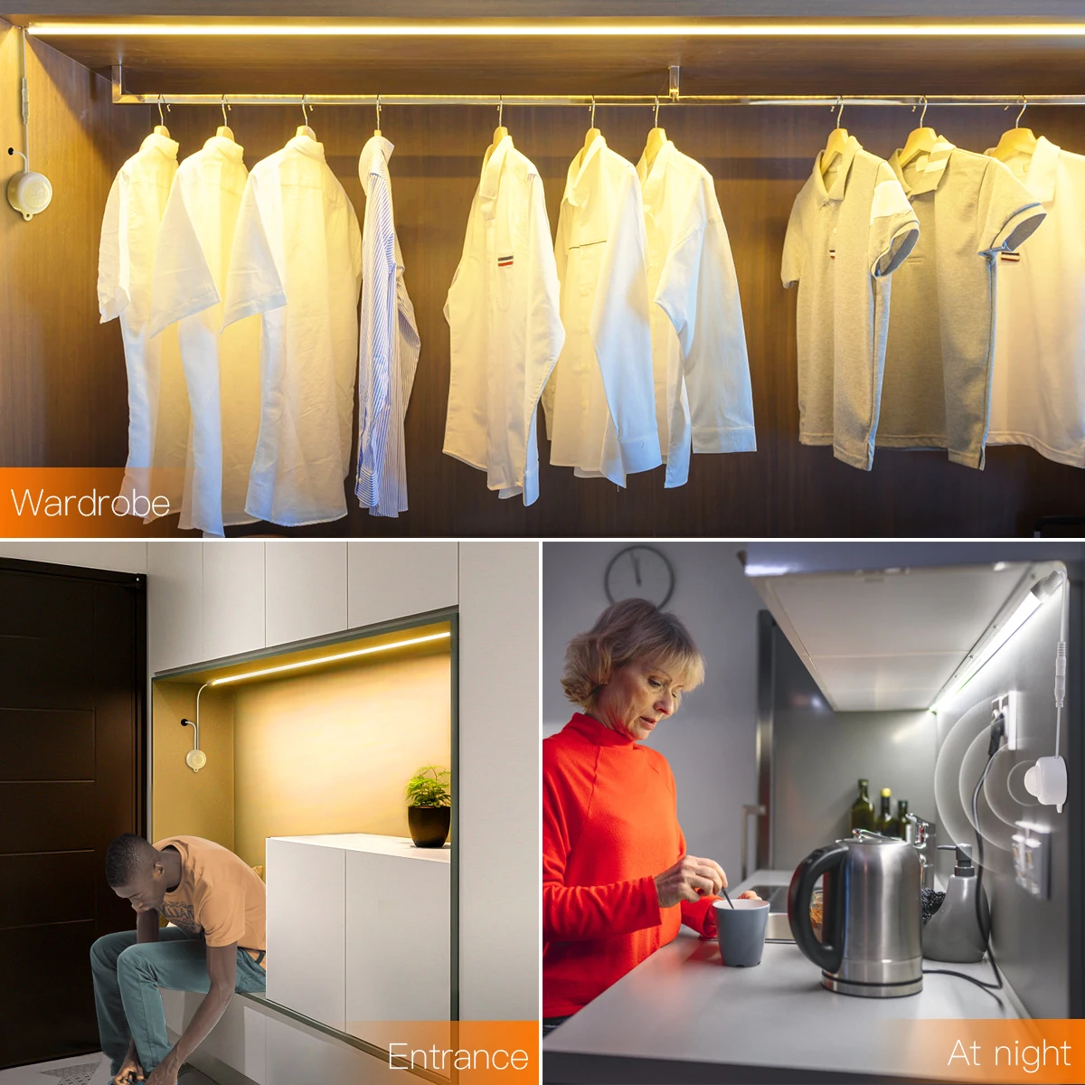 Беспроводная Световая Лента С Датчиком Движения PIR Перезаряжаемая Через USB