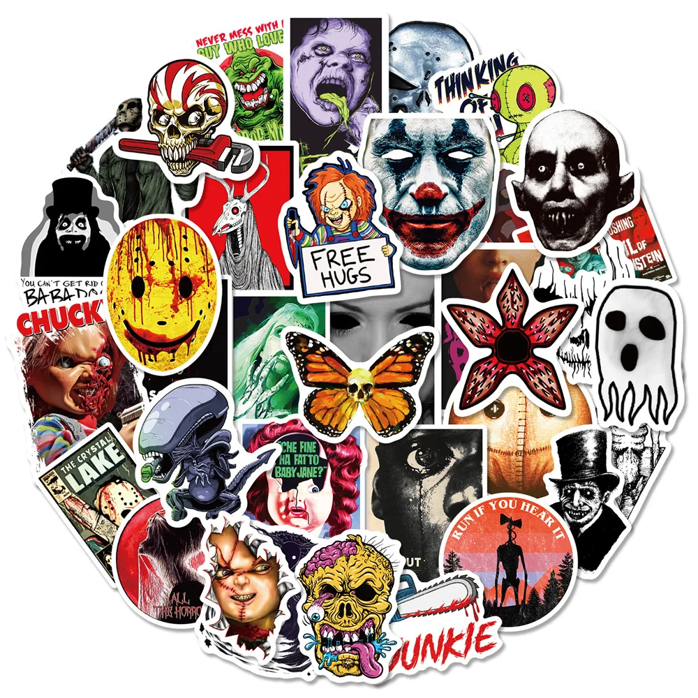 

10/30/50PCS Horror Movie Image Graffiti Sticker For Luggage Laptop iPad Cup Journal Guitar Decoration DIY Sticker Wholesale
