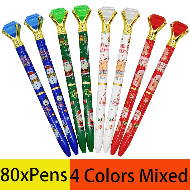 

80 шт., рождественские шариковые ручки с алмазами