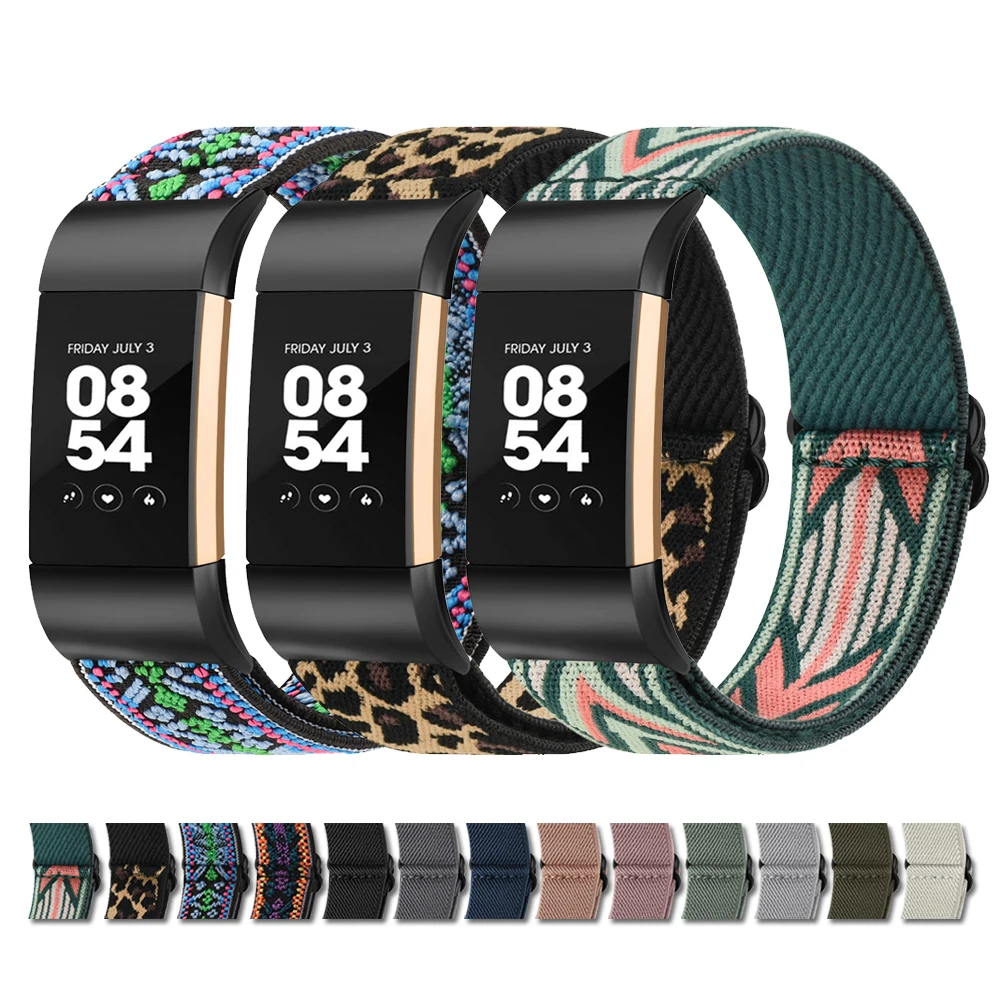 Эластичный нейлоновый ремешок для часов замена Fitbit Charge 2 Correa регулируемый