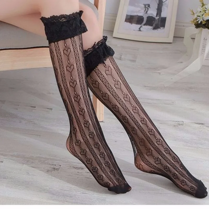 

Stacked Socks Socks Cute Lace Fishnet Socks Pile Pile Knee Socks Sweet Women Girls Ladies Cosplay Costumes Accessories