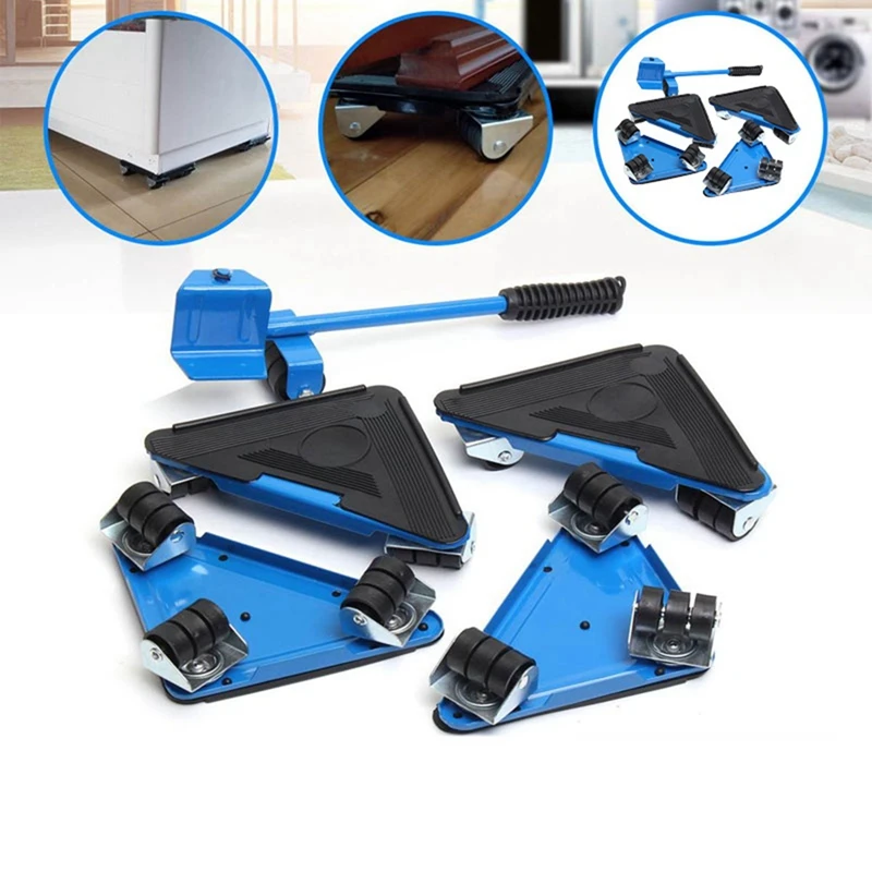 

5PCS Heavy Duty Furniture Lifter Hand Tool Set Lifter Slides Wheel Furniture Lifter Lifting Hand Tool Furniture Helper