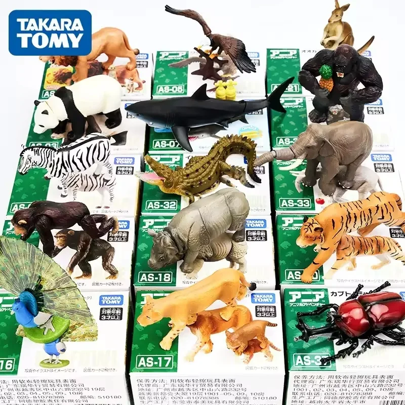 Фото Оригинальные модели диких животных Takara Tomy: тигр, крокодил, слон, лев, панда, орангутанг. Реалистичные фигурки, игрушки, подарки. №1