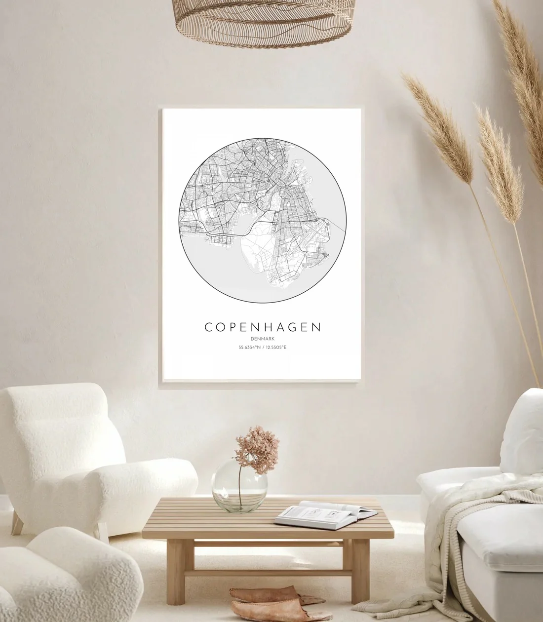 Копенгаген Дания минималистичные городские карты настенное искусство холст