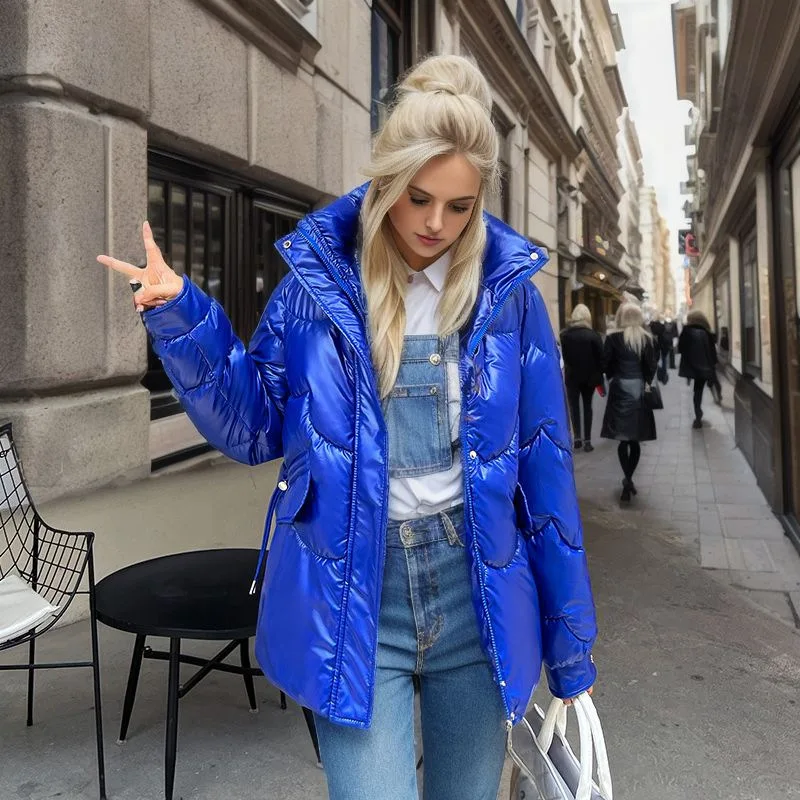 

Женское свободное утепленное пальто с хлопковой подкладкой и коротким воротником-стойкой, новинка зимы 2023