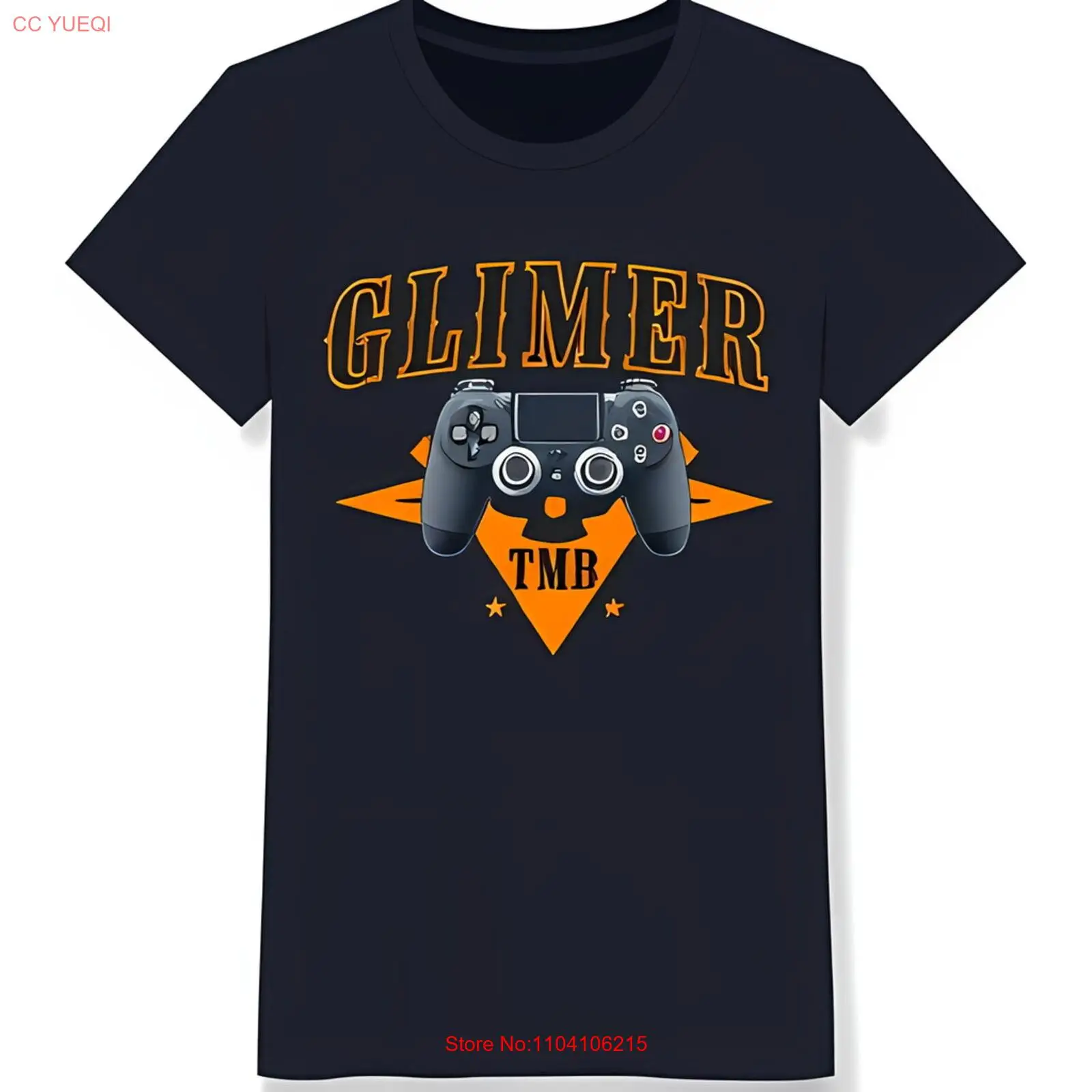 Черная футболка с культовым дизайном контроллера и текстом &quotGLIMER&quot.