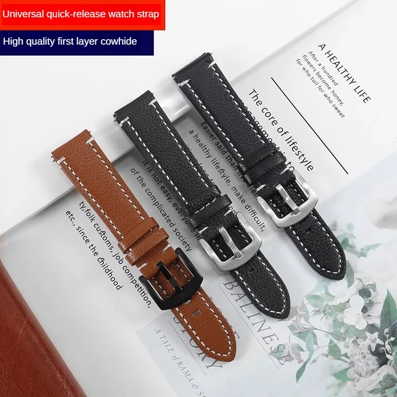 Ремешок для часов из натуральной кожи с плоской поверхностью 18/20/22/24 мм