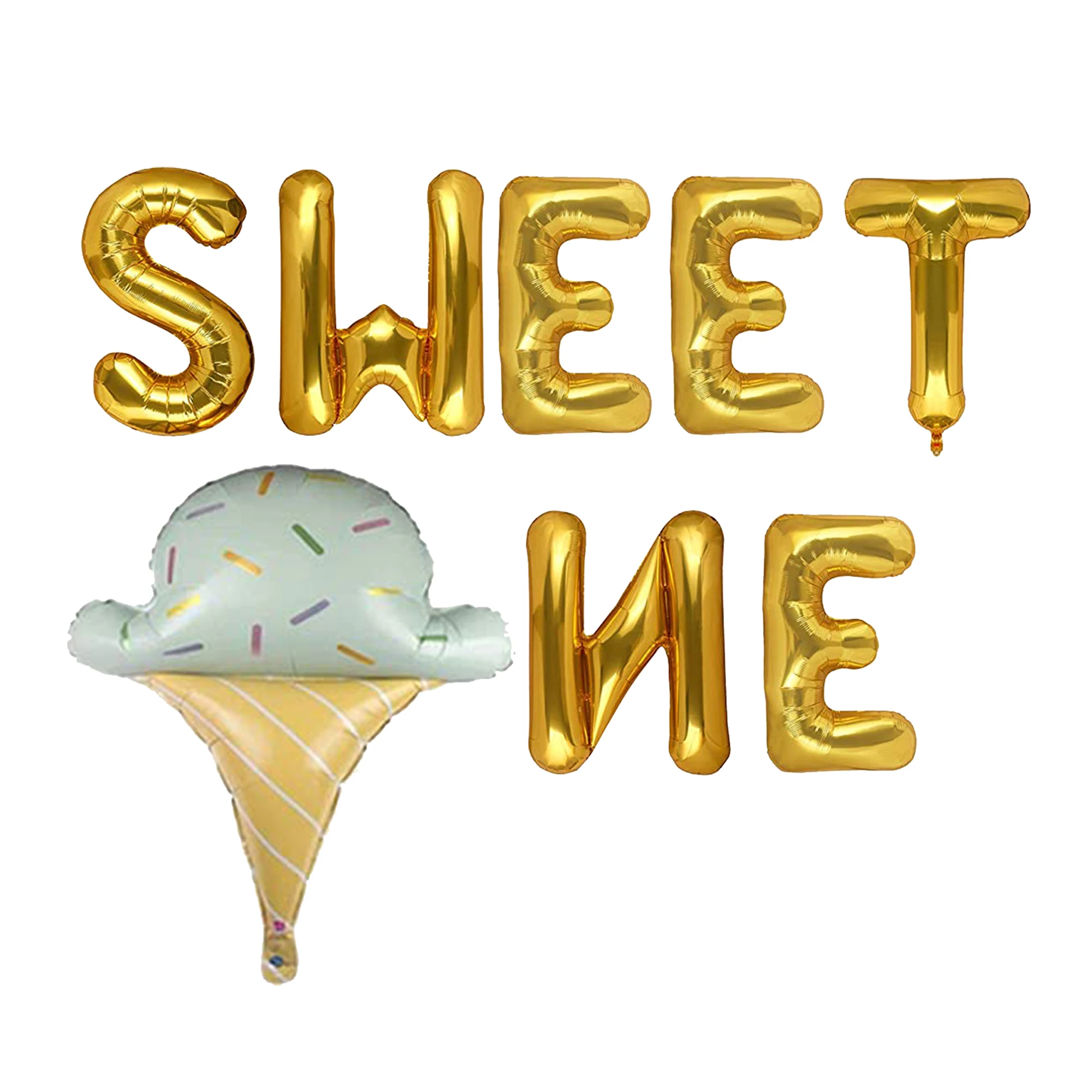 

FANGLELAND Sweet One Ice Cream 1st Birthday Party Decorations with Ice Cream Foil Balloons for Girls 1st Birthday Supplies