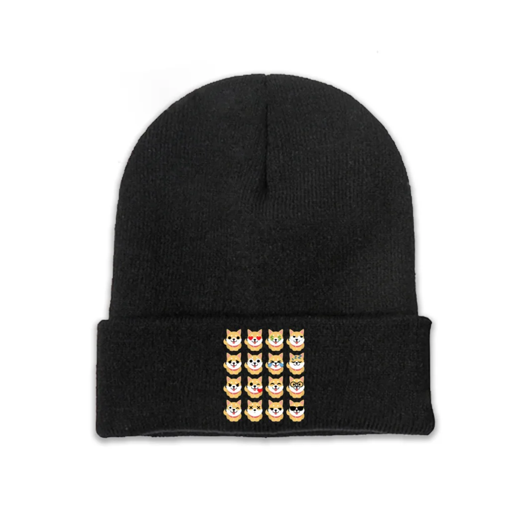 Knit Hat Shiba Inu Art Culture Winter Warm Beanie Caps Cute Men Women Fashion Casual Bonnet