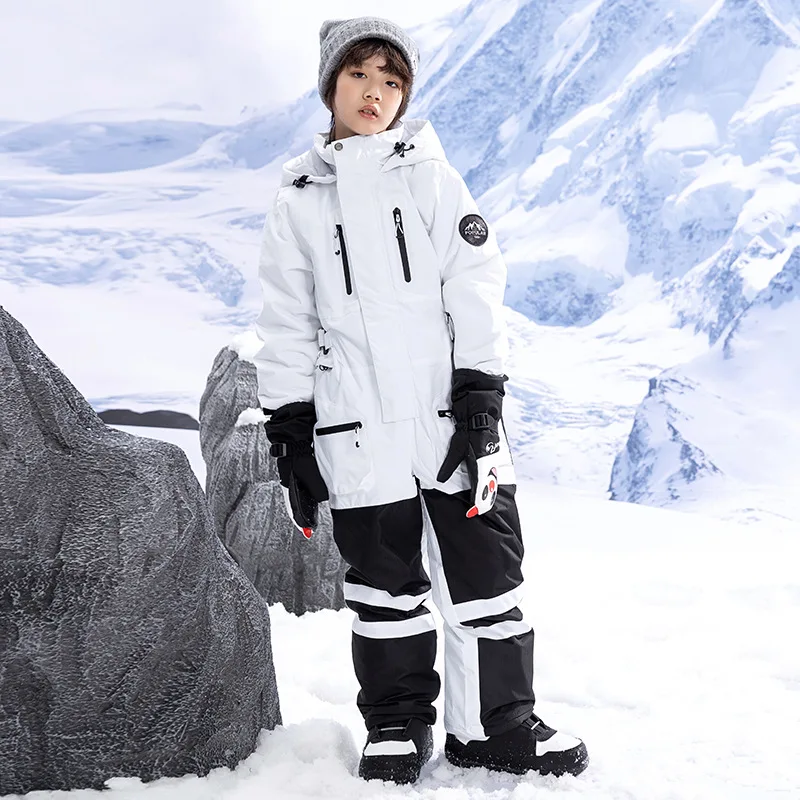 Лыжный комбинезон для мальчиков и девочек, лыжная куртка, зимний теплый водонепроницаемый лыжный костюм для детей, уличный спортивный цельный костюм для сноуборда