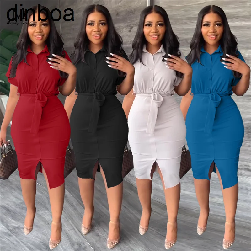 

Женское платье-рубашка с коротким рукавом, весна-лето