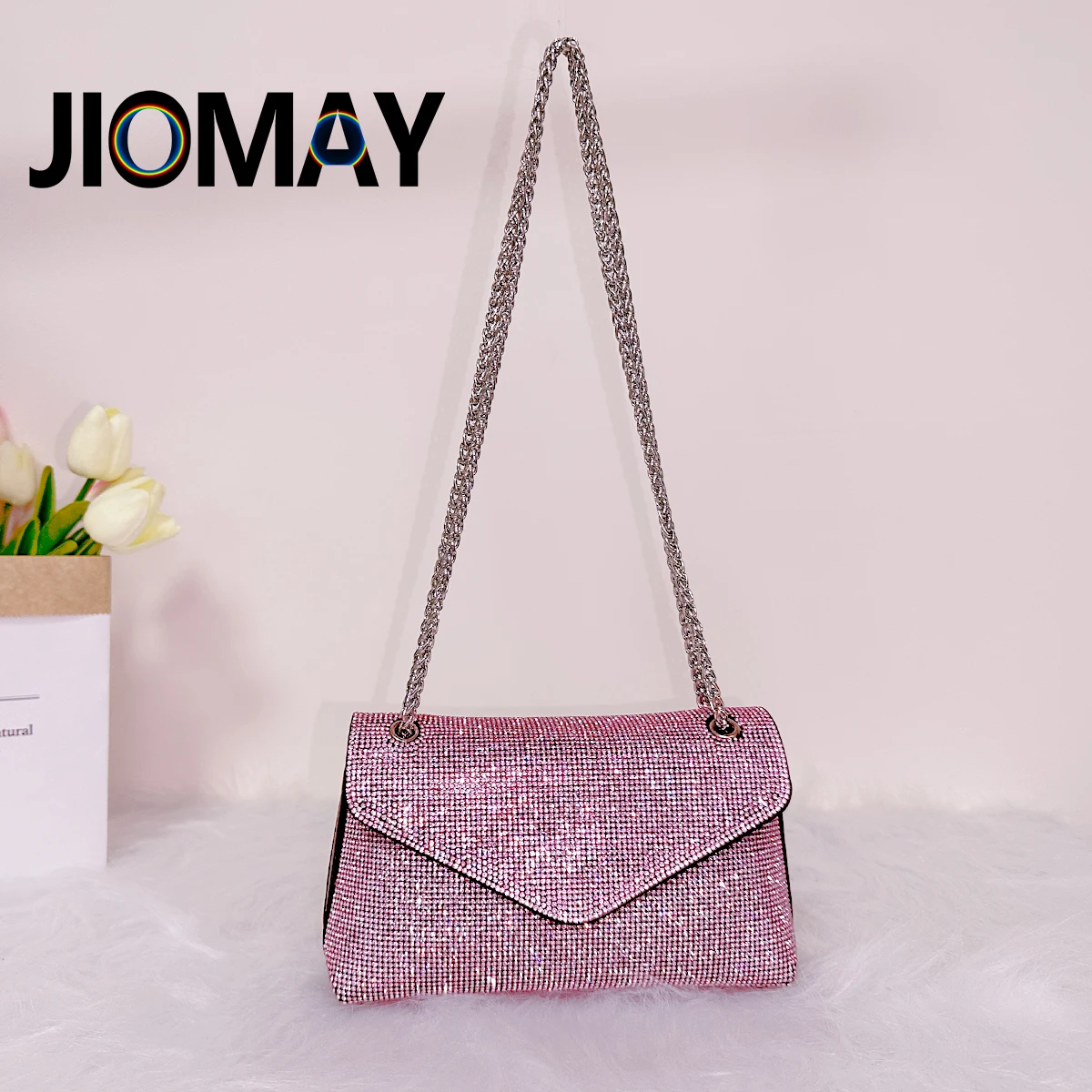 

JIOMAY Evening Rhinestone Shoulder Bag for Women 2023 Chain Purses and Handbags Adjustable Chain Crossbody Bags Designer Handbag