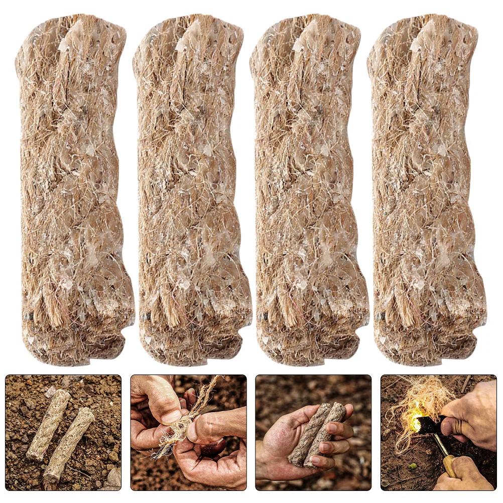 

4Pcs Fire Starting Ropes Natural Jute Tinder Waterproof Jute Ropes