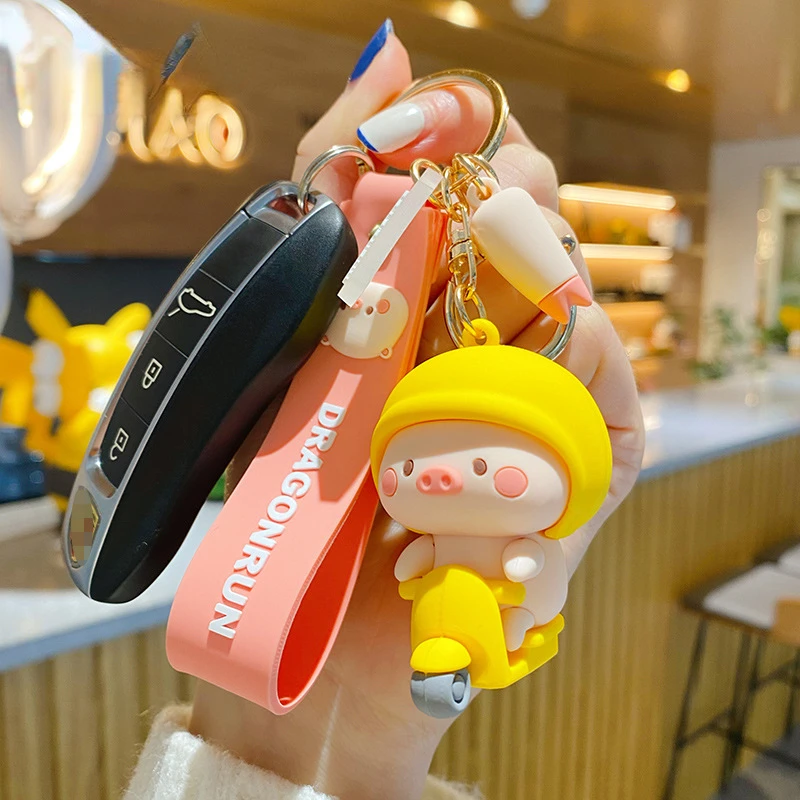 

Fashion Pig Cute anime Keychain Cute Girl Trendy Exquisite Car Keychain Ring Couple Bag Pendant Charm Keychain Accessories