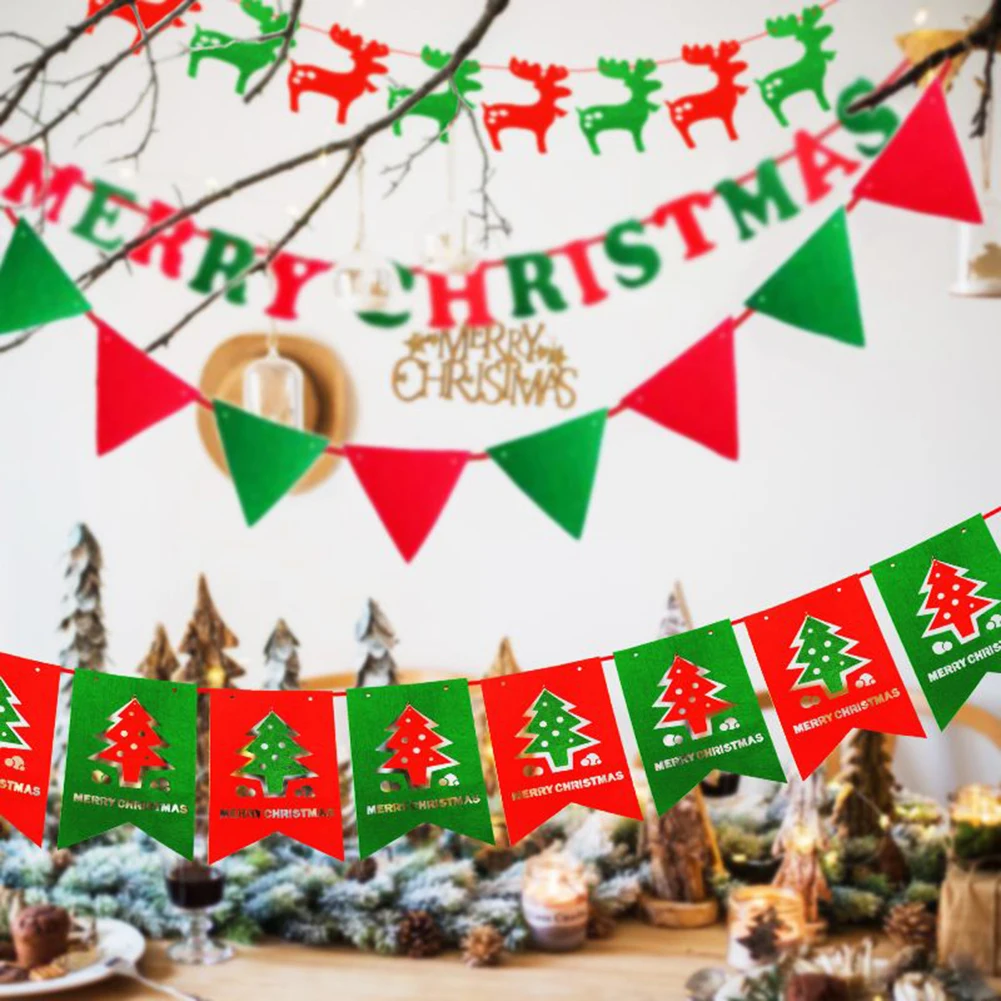 

Merry Christmas Xmas Banner Bunting Garland Hanging Party Flag Letter Decoration Christmas Ornament Indoor Outdoor Decor Banner