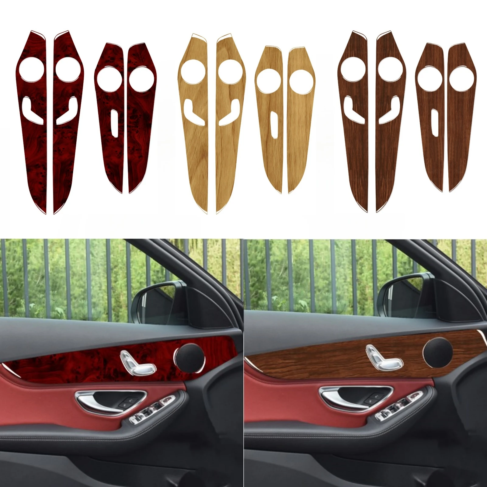 

Для Mercedes W205 Benz GLC C Class 2014-2020, отделка панели автомобильной внутренней двери под дерево, внутренняя наклейка, полоса 자차용용용용용