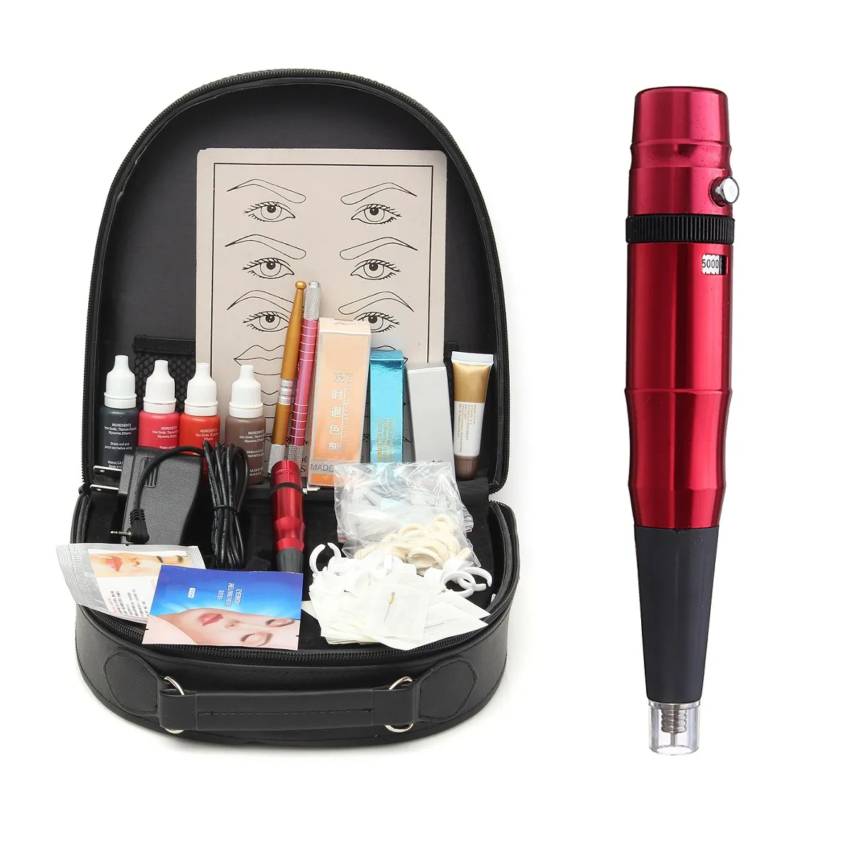

Professional Eyebrow Tattoo Machine Kit Tattooing Worker Rotary Guns Complete Set For Permanent Makeup Beauty Eye Lip Eyeliner