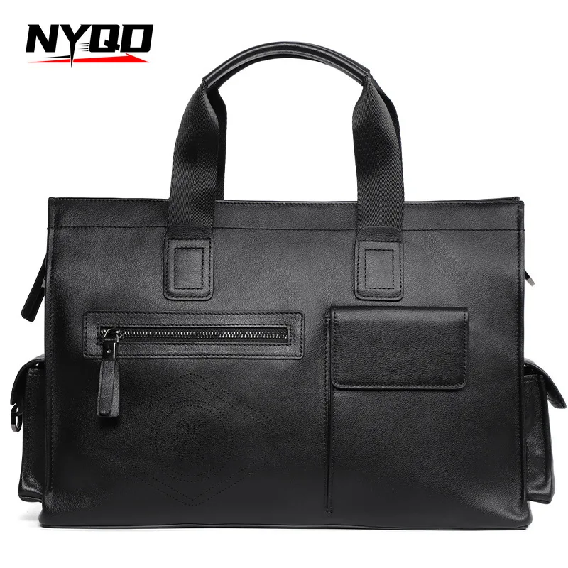 Мужской портфель большой емкости из натуральной кожи сумка для ноутбука дизайн