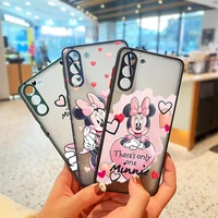 pink mickey mouse disney for samsung galaxy s22 s21 s20 fe ultra s10 s10e lite s9 s8 plus 5g frosted translucent phone case
