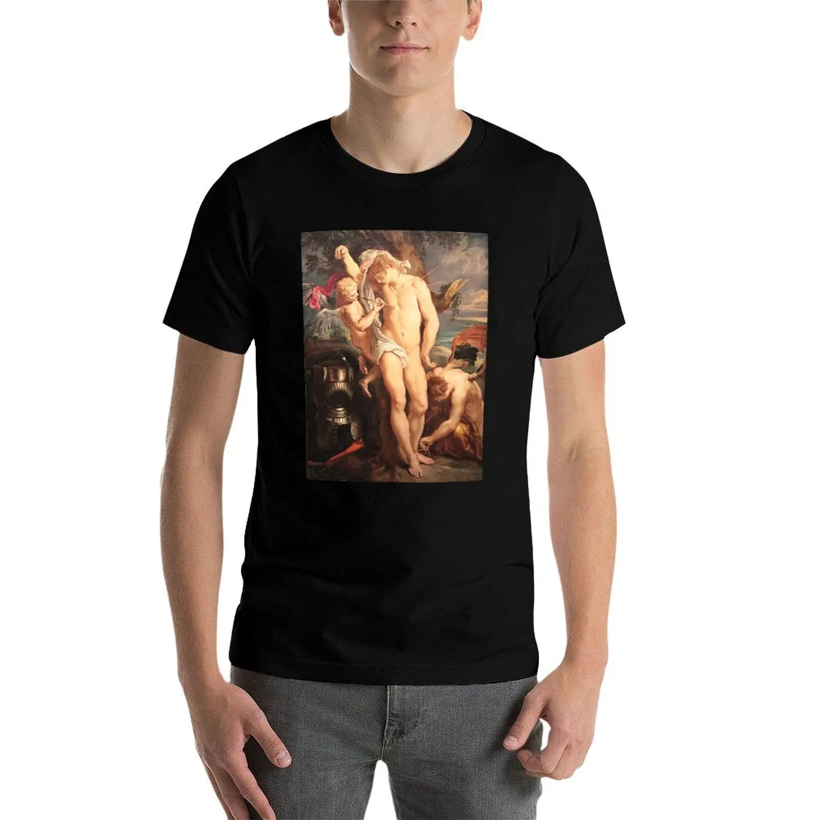 Фото Футболка Saint Sebastian от Peter Paul Rubens (1604) Повседневная универсальная футболка с коротким рукавом №4
