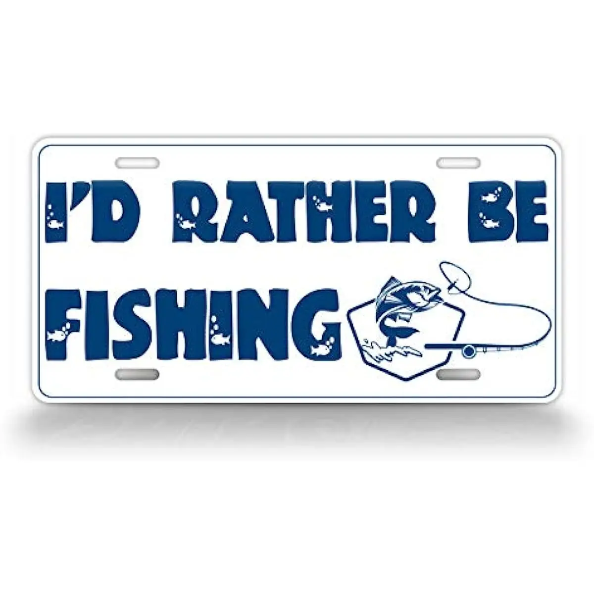 SignsAndTagsOnline I'd Rather Be Fishing License Plate Reel and Rod Fishing Auto Tag-Wall Decoration Metal Wall Sign