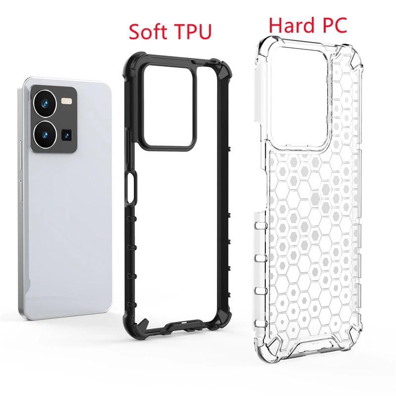 Shockproof Case for Vivo Y35 Cover for Vivo Y35 Capas Transparent Honeycomb Clear Cover for Vivo Y 22 35 22s Y22 Y22S Y35 Fundas
