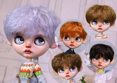 

Blythes doll hair is suitable for 1/6 size stylish sunny and handsome easy to roll high temperature silk, puff, foam and golden