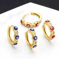 flola mini evil eye hoop earrings for women copper gold plated small circle earrings enamel turkish lucky jewelry gifts ersa070