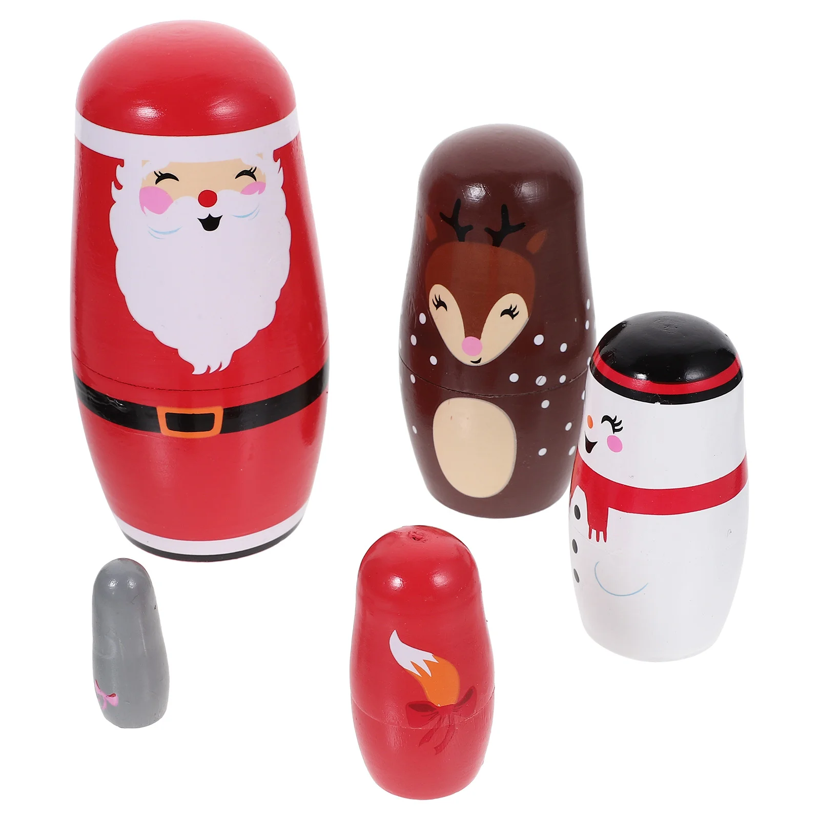 

Toy Christmas Decoration Animals Nesting Dolls Desktop Adorns Wood Decorative Russian Stackable Stacking