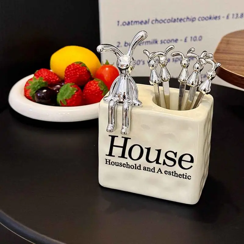 Металлический набор вилок для десерта 6 шт. вилка фруктов в форме животного из