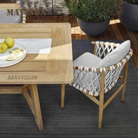 country style dining table set for outdoor courtyard villa leisure solid wood rattan chair terrace dining room furniture