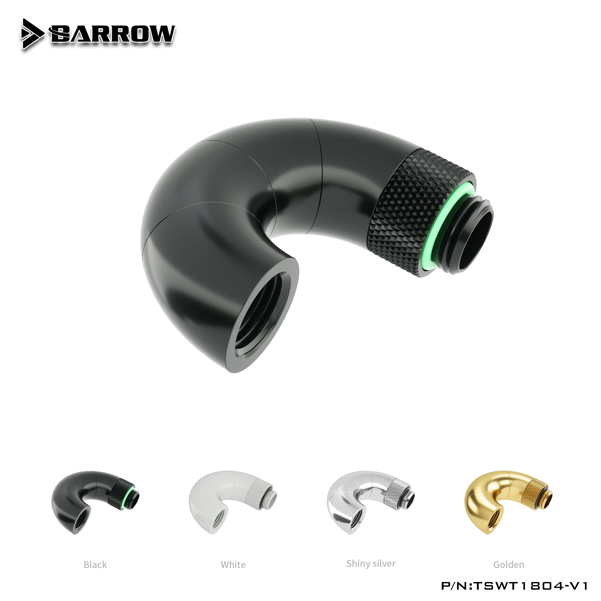 

Barrow TSWT1804-V1 G1/4 Water Cooling 180 Degree Fitting Systemm Modding PC DIY Four Rotary Silver/Black/White/Gold