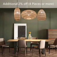 vintage dining room pendant light natural rattan lamp 2022 new chinese style hand woven hanging lamp for living room luminaire