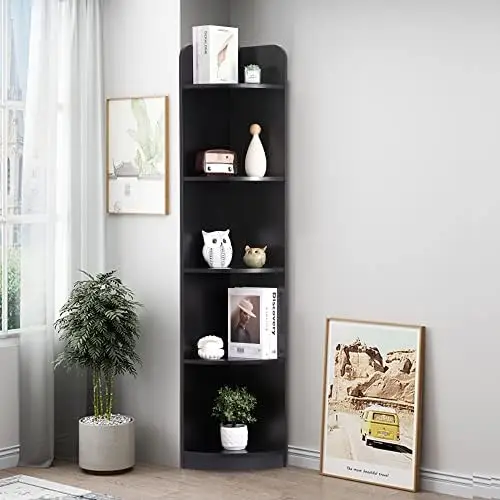 

Memories 5-Tier Corner Bookshelf - 63" Tall Modern Free-Standing Corner Bookshelf - Durable Wood Corner Cabinet - Perfect fo For