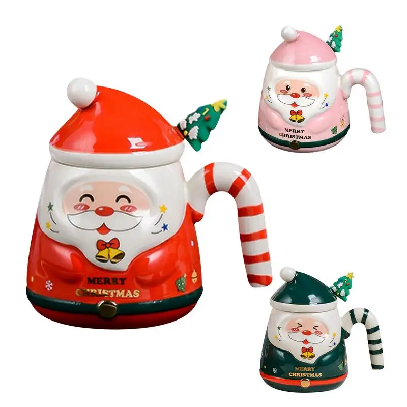 

500ml Ceramic Christmas Mugs portable Santa Claus Coffee Mug Breakfast Milk Cup Colorful Drinking Mugs for Christmas Gift