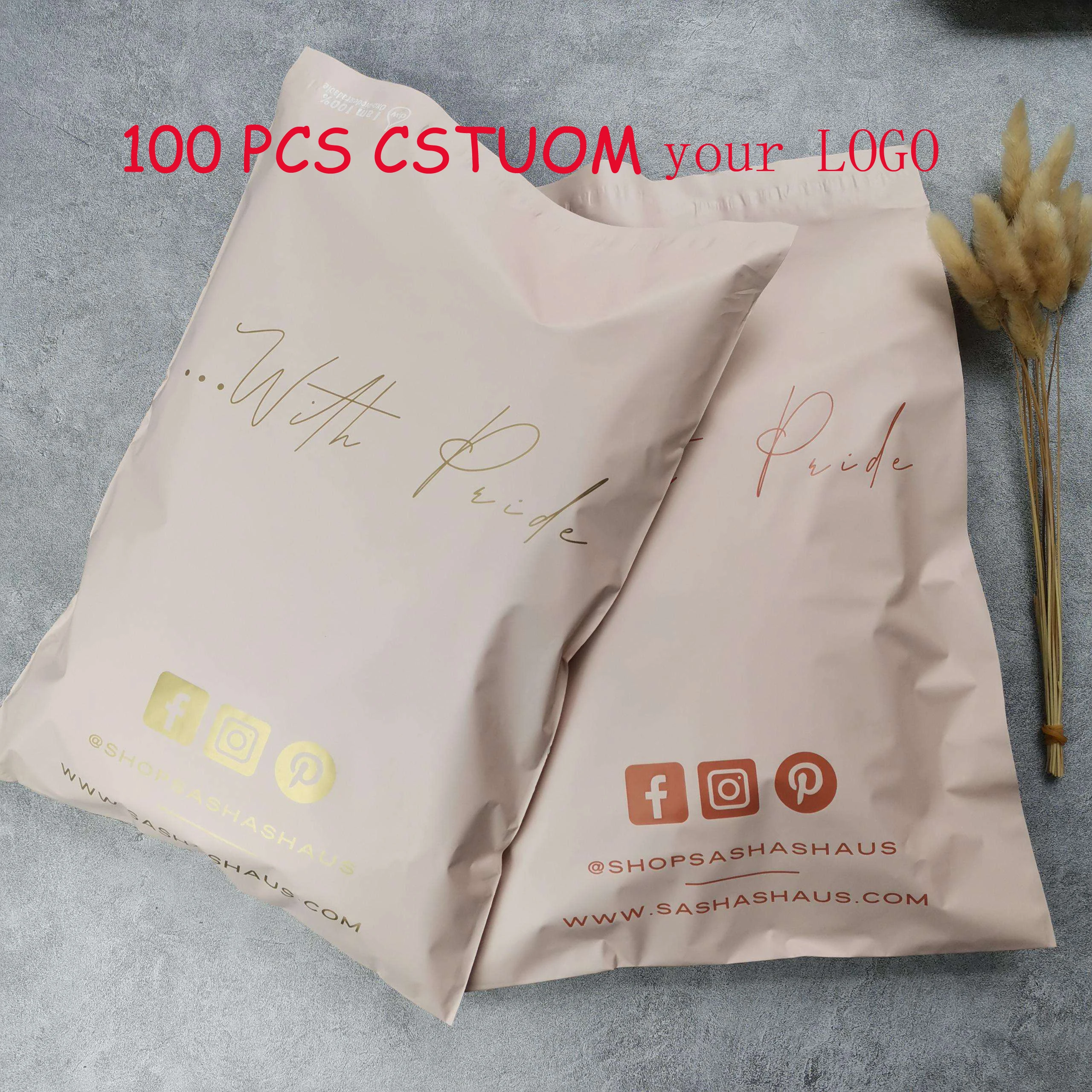 biodegradable matte peach custom shipping bags poly mailer bags courier bags with logo for clothing