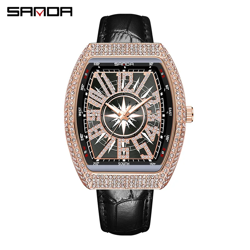 

Sanda 7017 Belt Creative Diamond Inlaid Men's Quartz Fashion Trend All Sky Star Men's Watch