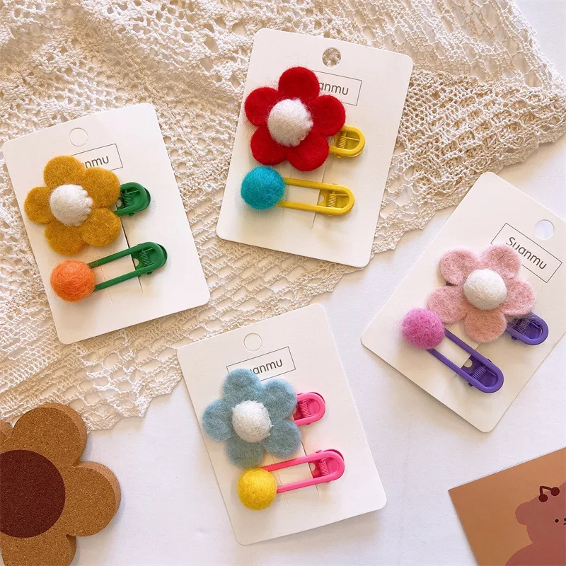 

2 шт. новые яркие цвета осень-зима шерстяной фетровый цветок в форме буквы U аксессуары для волос