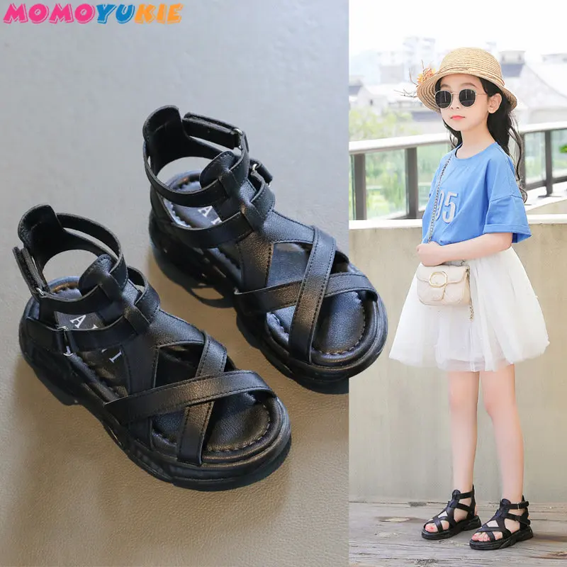 

Girls New Fashion Soft Princess Open-toe Young Children Casual Back Bow Sandals Solid Color Simple Kids Roman Shoes 2023 Summer