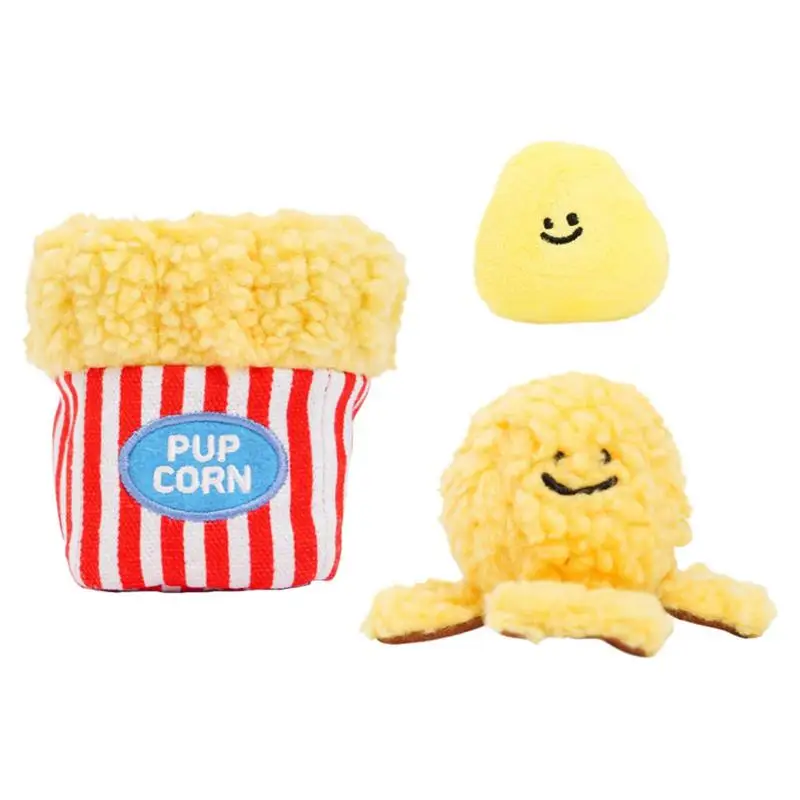 Poped Corn Hide And Seek Plush Squeaky Toy For Dogs Interactive Activity Puzzle Chew Fetch Treat Hiding